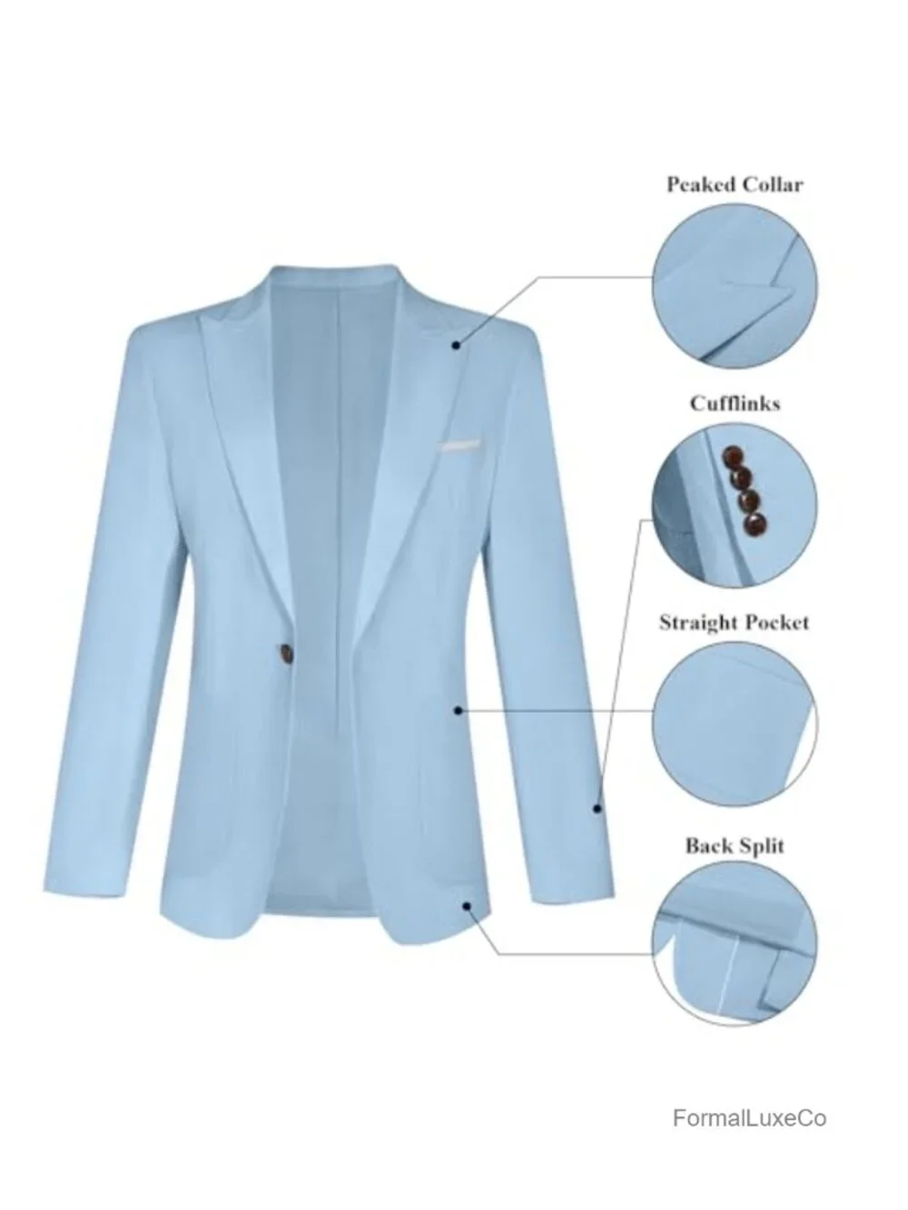 Linen Men's 2 Piece Suit Slim Fit Tuxedo Blazer & Pants Set Formal Wedding